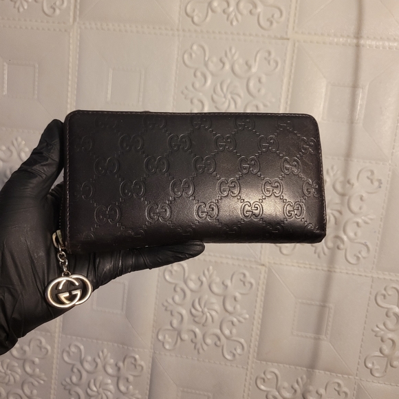 GUCCI Bee GG Interlocking Monogram Guccisima Brown Zippy Wallet AUTHENTIC - Picture 2 of 13